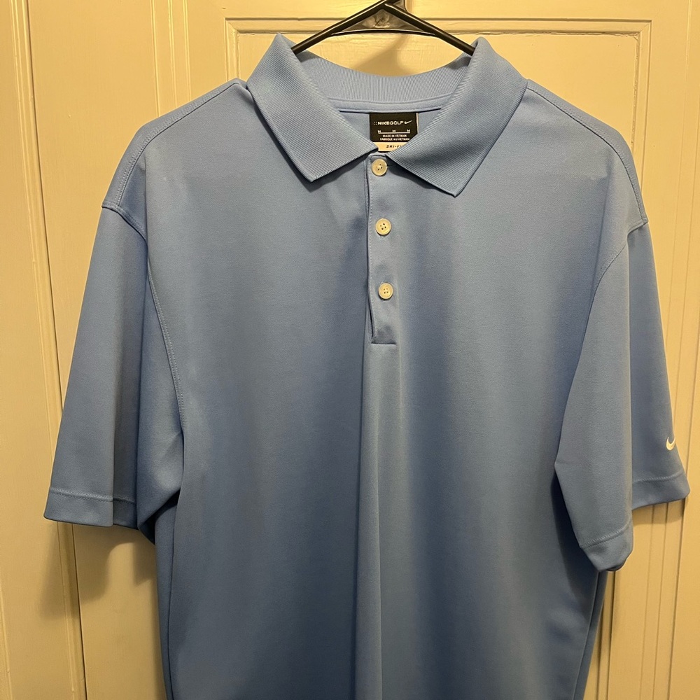 Nike Golf Men's Light Blue Tour Performance Dri Fit Short Sleeve Polo Size M